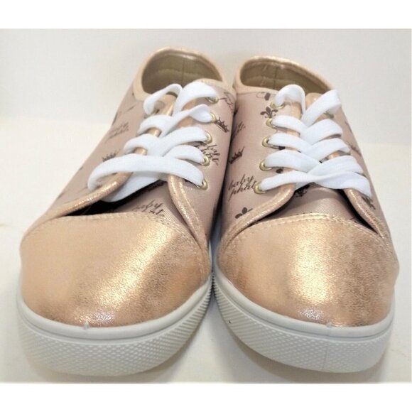 Baby Phat 9M Women's Rose Gold Sneakers Alex Logo Repeat Print New No Box - Picture 2 of 8
